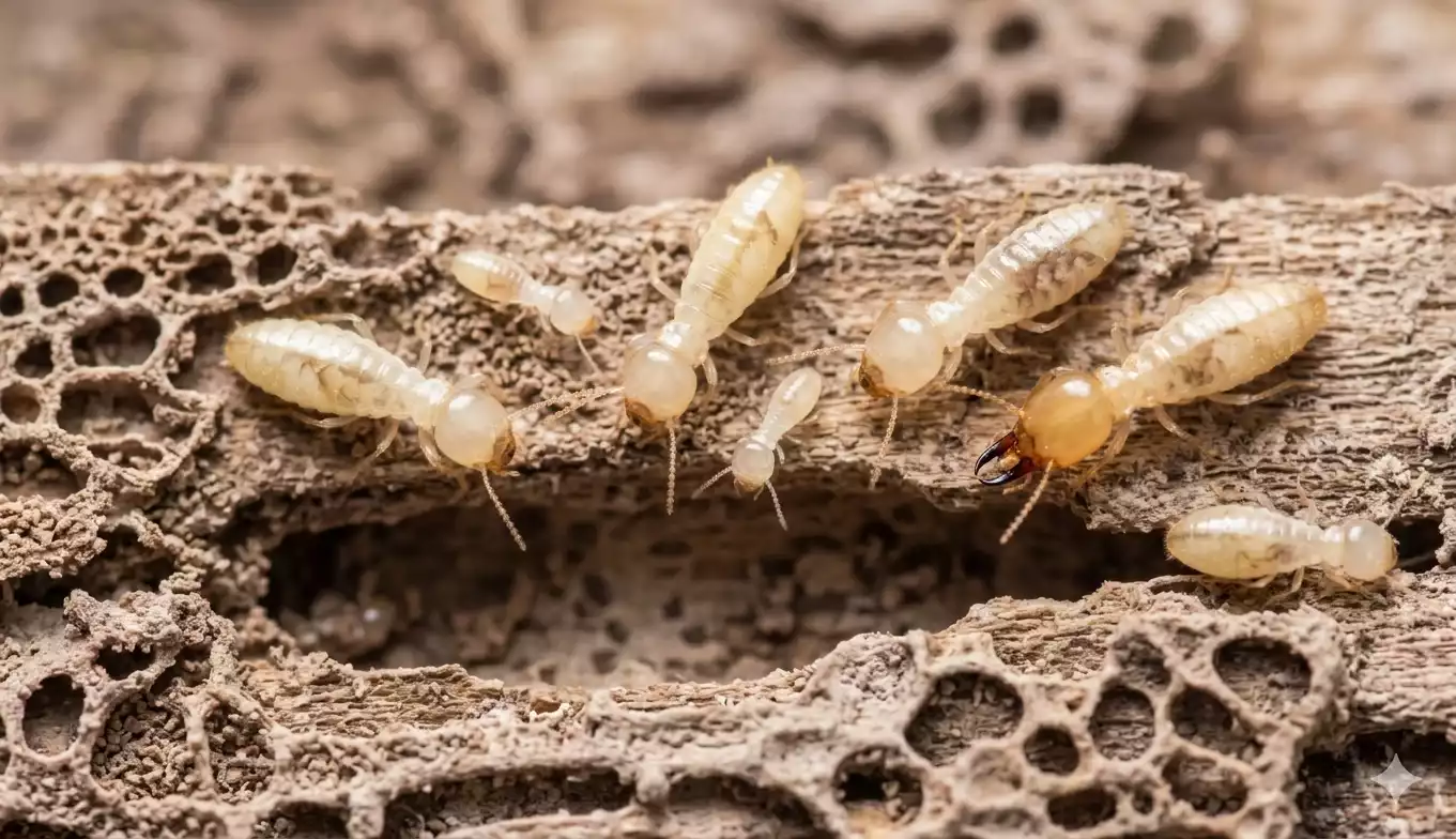Charpente attaquée par les termites